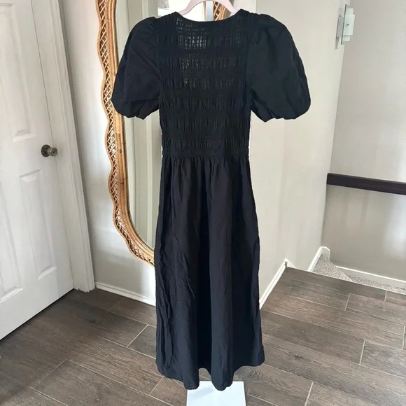 Madewell / Lucie Puff-Sleeve Midi Dress in Black - Picture 6 of 7